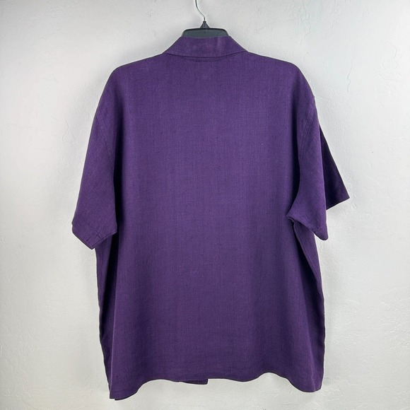 Chico's Design Shirt Womens XL Purple Linen Button Up Lightweight Short Sleeve - Picture 2 of 7